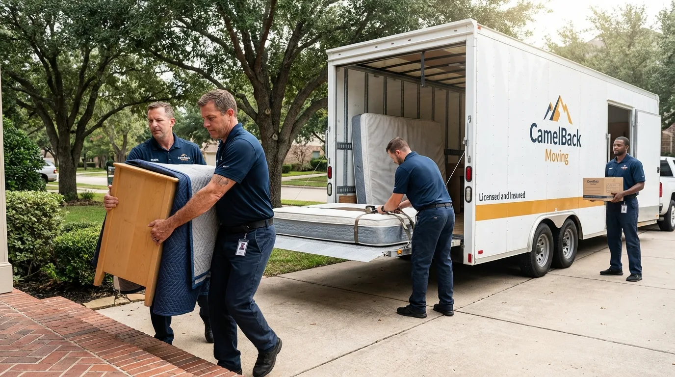 Crew loading residential truck for cross-state move from Royal Oak, MI