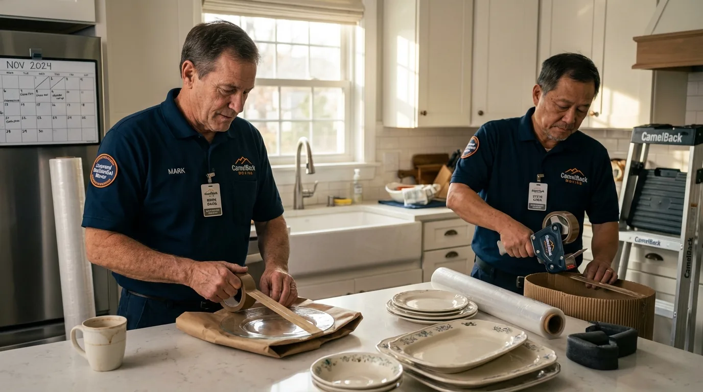 Professional crew packing kitchen dishware in Royal Oak, MI